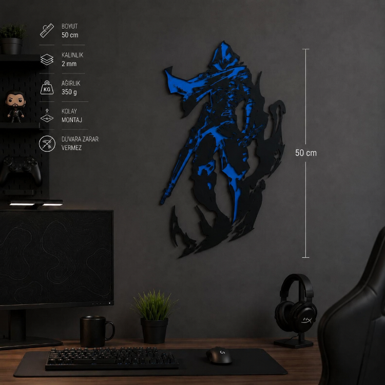 Valorant Omen 50 cm Duvar Dekoru | Gamer Oda Süsü | Oyuncu Odası Dekoratif Duvar Tablosu