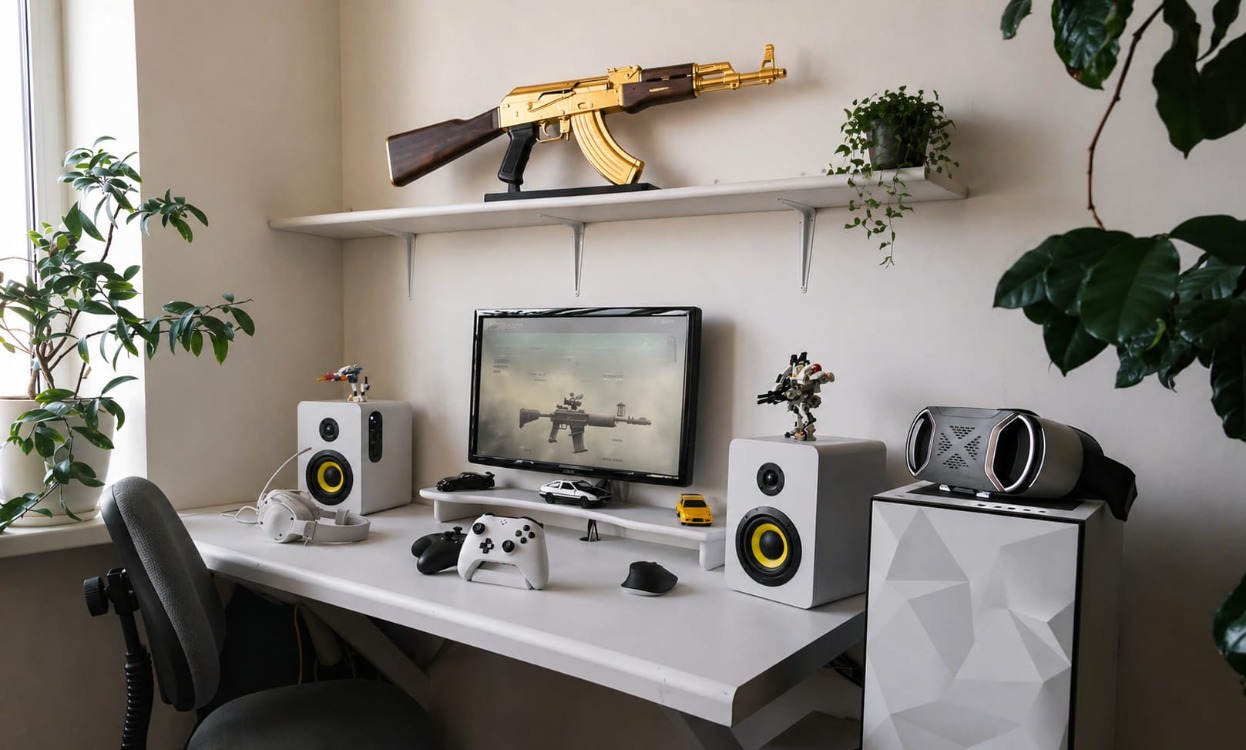 Dekoratif Gold Ak-47 Modeli – 90 cm Gerçek Boyut | Oyuncu Odası Aksesuar