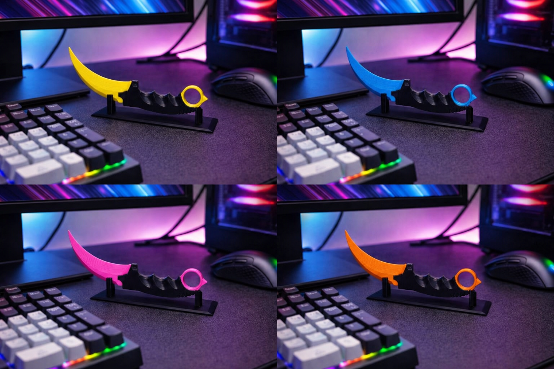 Dekoratif Standlı Karambit Bıçak Modeli | Masaüstü Dekoru | Oyuncu Odası Aksesuarı