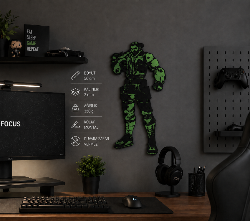 Valorant Breach 50 cm Duvar Dekoru | Gamer Oda Süsü | Oyuncu Odası Dekoratif Duvar Tablosu