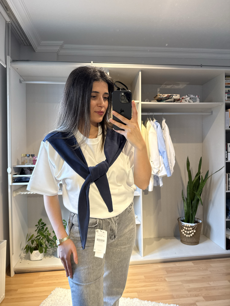Bağlamalı Oversıze Tişört 