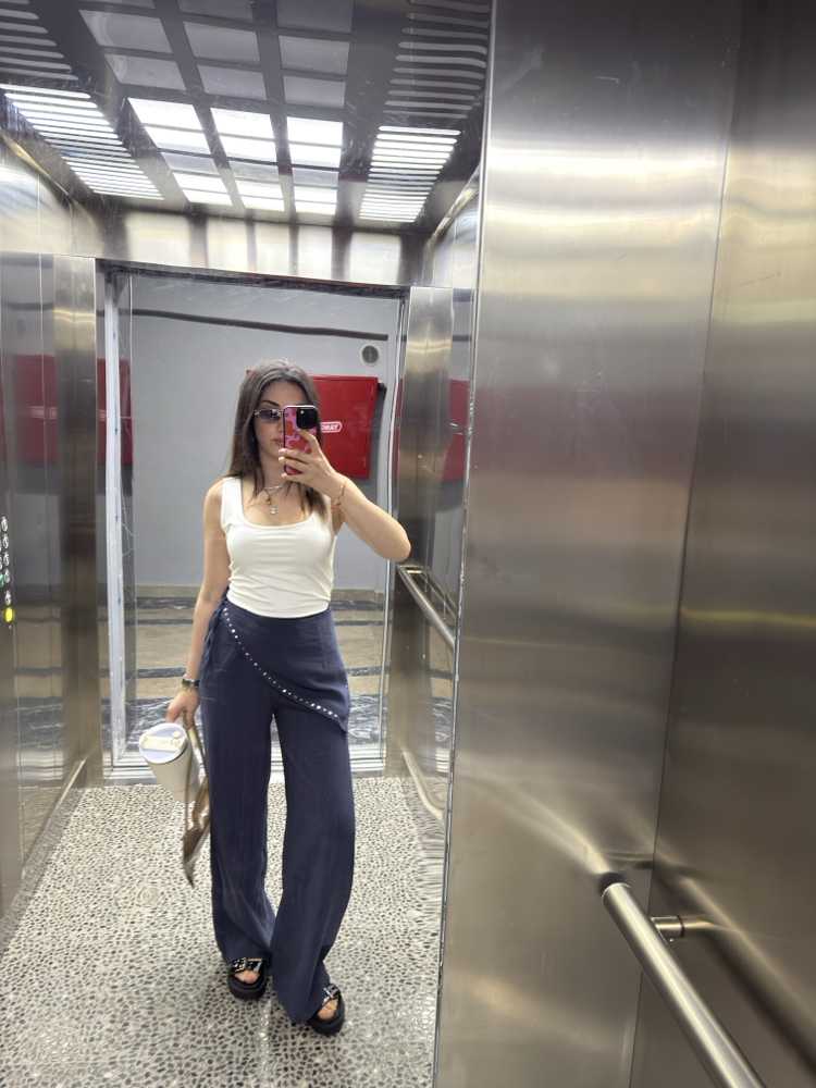 Fular detaylı pantolon 
