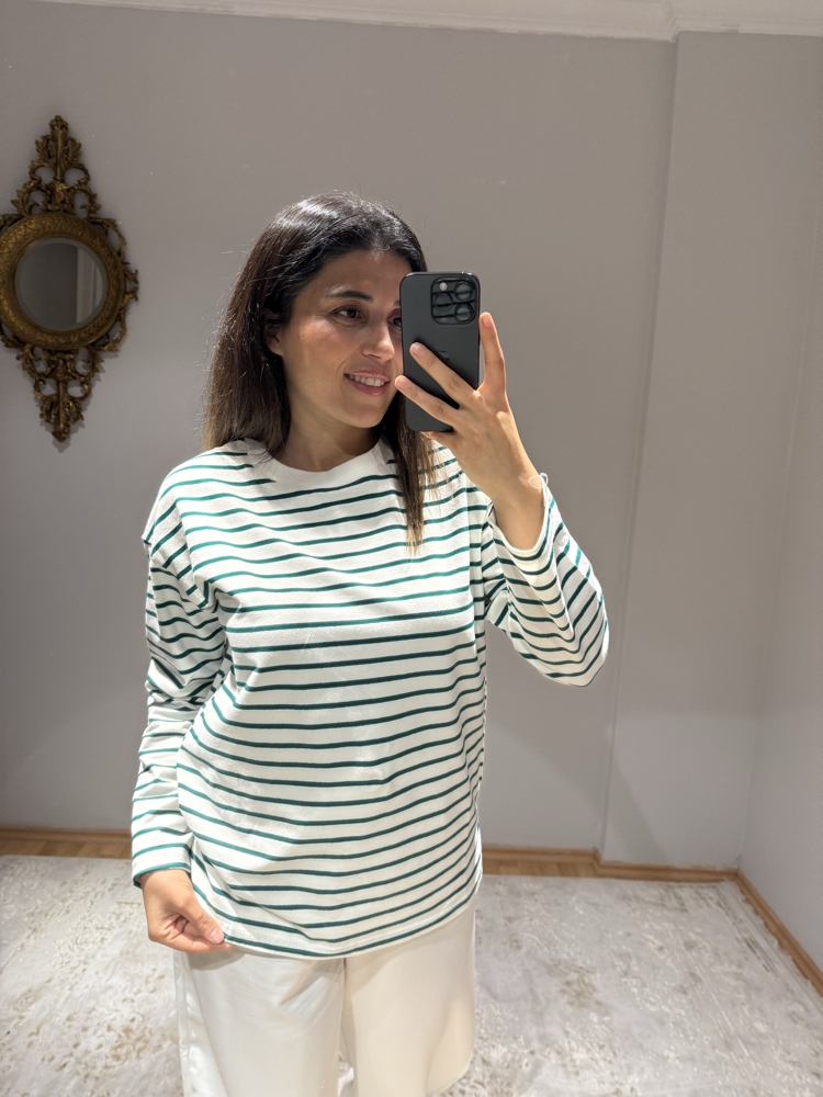 Yeşil çizgili body