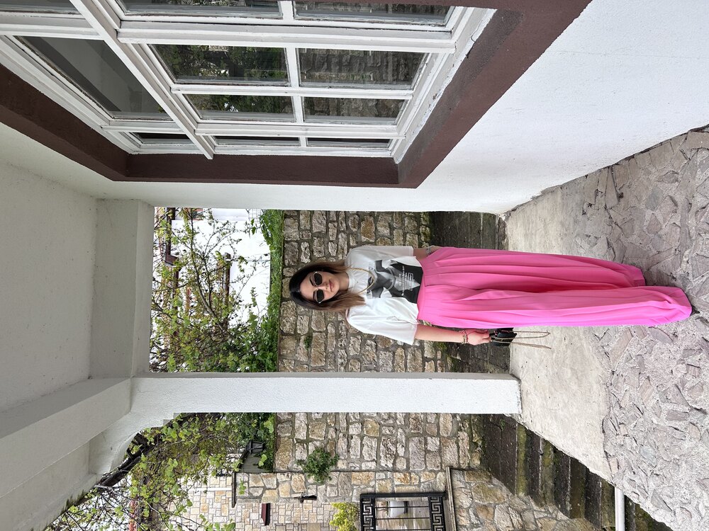 Pembe Ön Pileli Palazzo Pantolon 