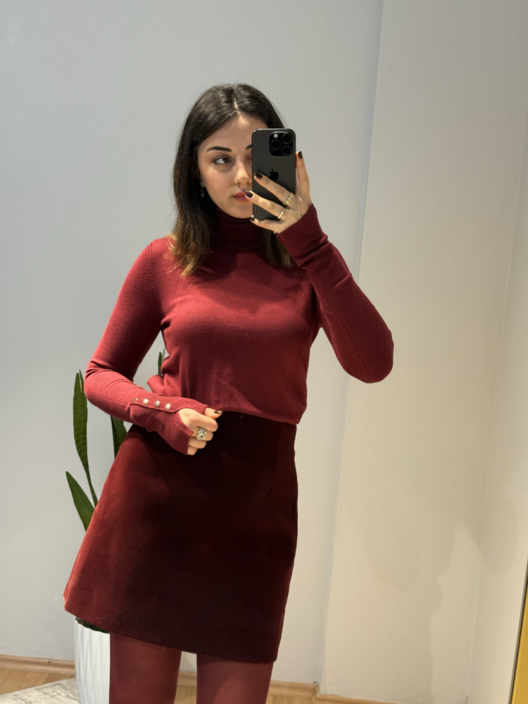 Kadife bordo etek