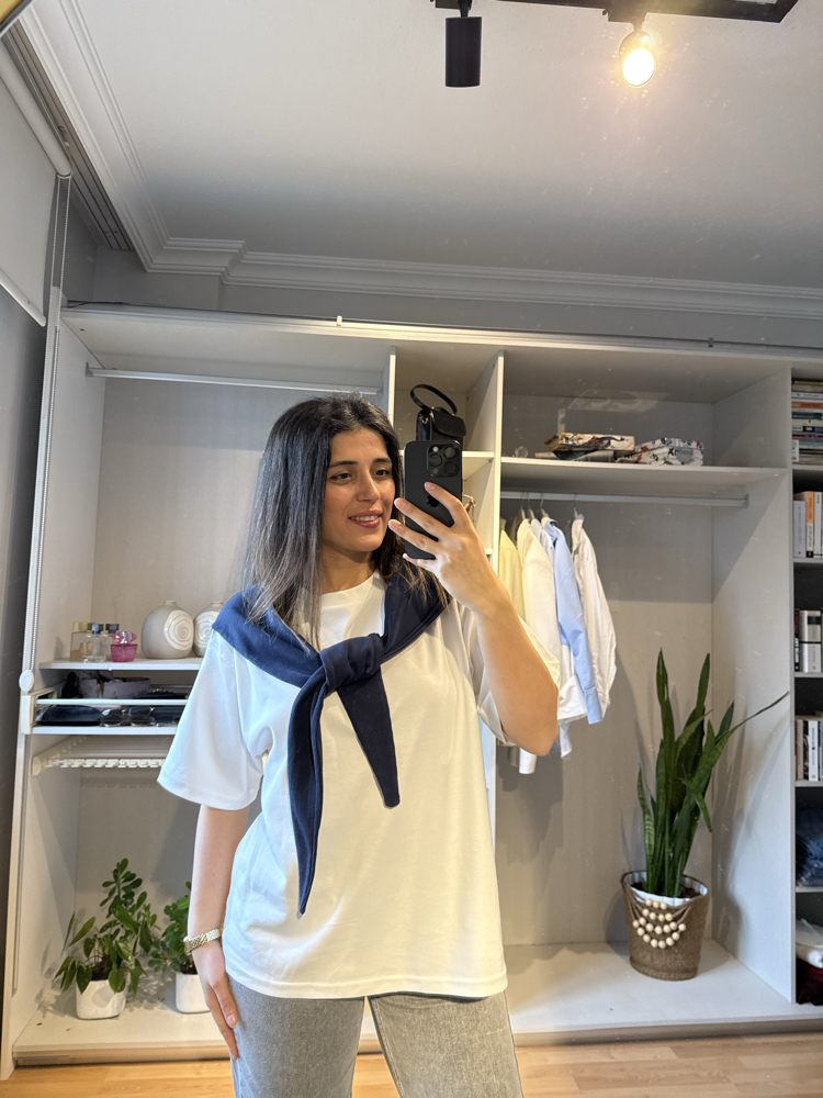 Bağlamalı Oversıze Tişört 