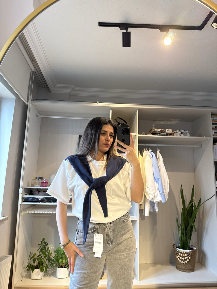 Bağlamalı Oversıze Tişört 