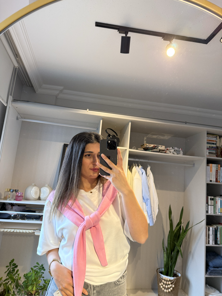 Bağlamalı Oversıze Tişört