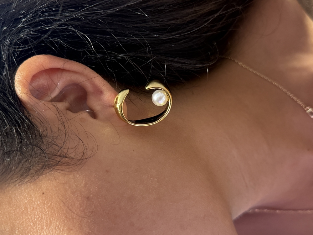İnci gold küpe 