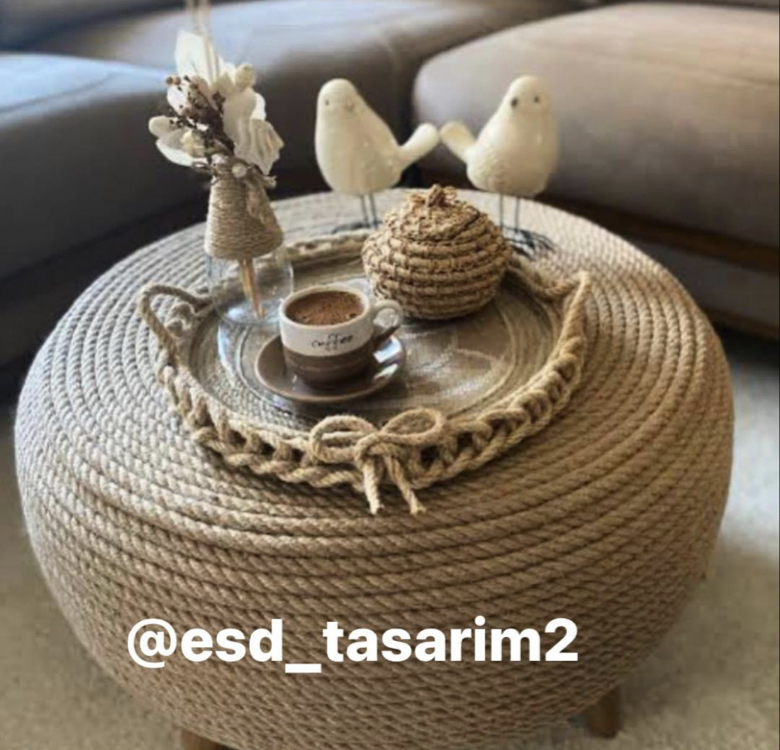 Dekoratif Hasır Sehpa