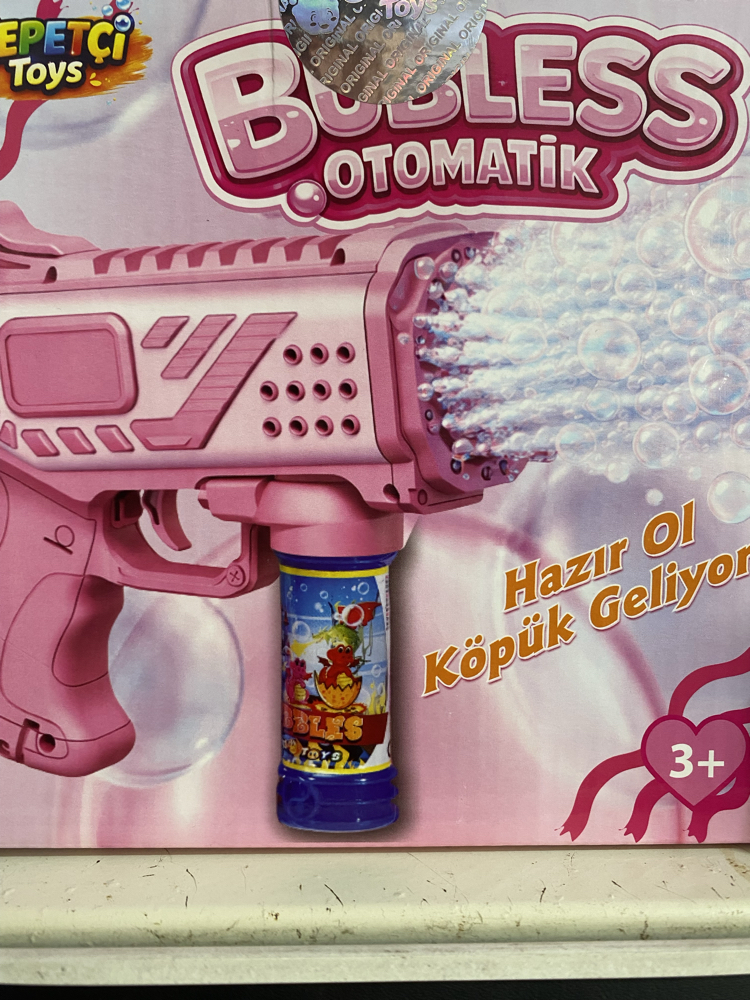 Bubbles otomatik köpük tabancası (pembe renk)