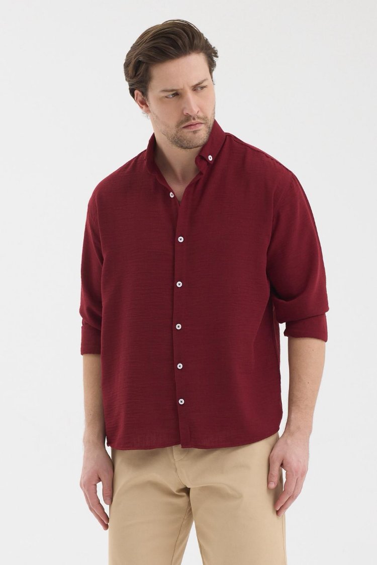 MÜSLİN BORDO RENGİ GÖMLEK SMALL,MEDYUM, LARGE,XLARGE,XXLARGE