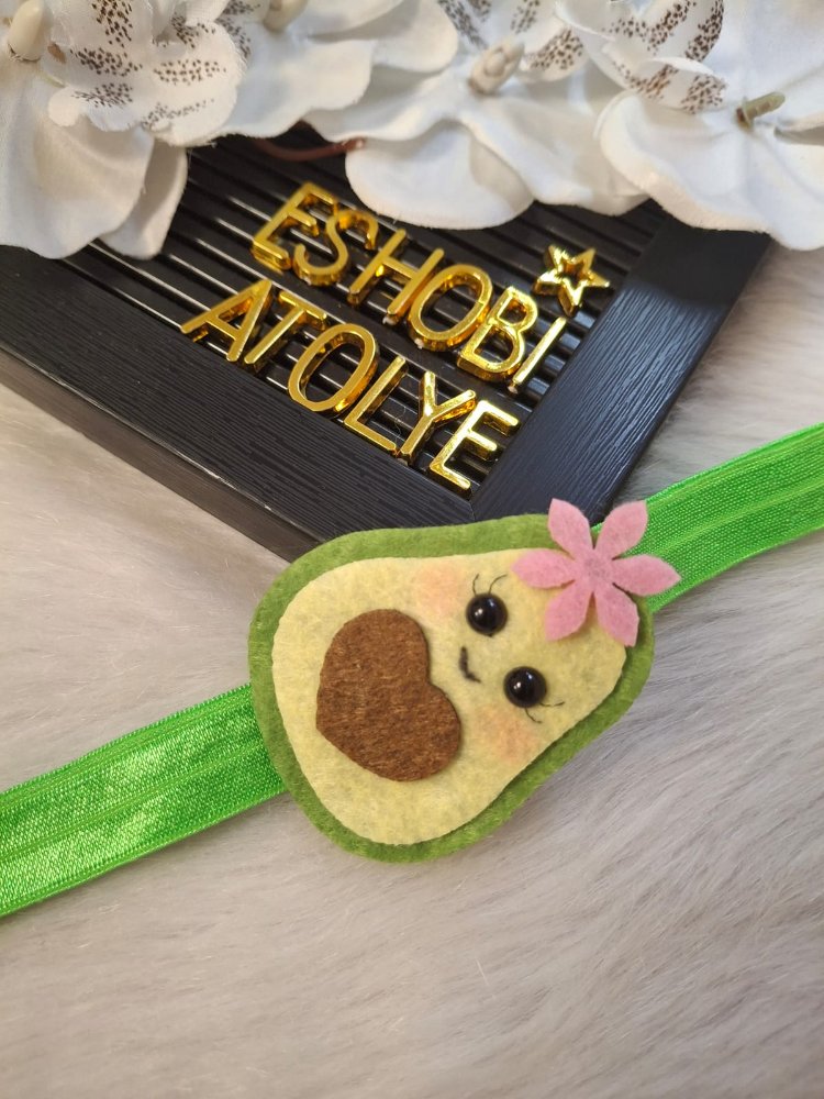 El Yapımı Keçe Avokado Figürlü Bebek Saç Bandı / Bandana