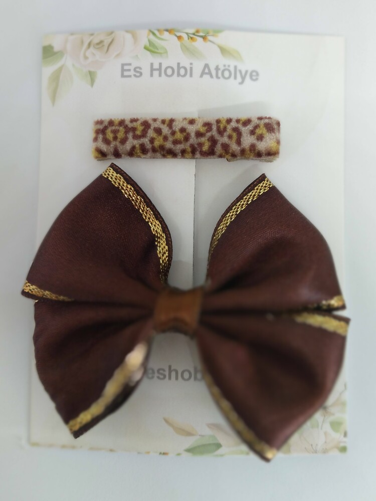 Kahverengi ve Leopar İkili Pens Toka Seti