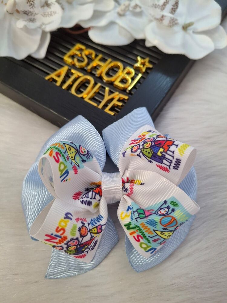 23 Nisan El Yapımı Açık Mavi Pens Fiyonk Toka
