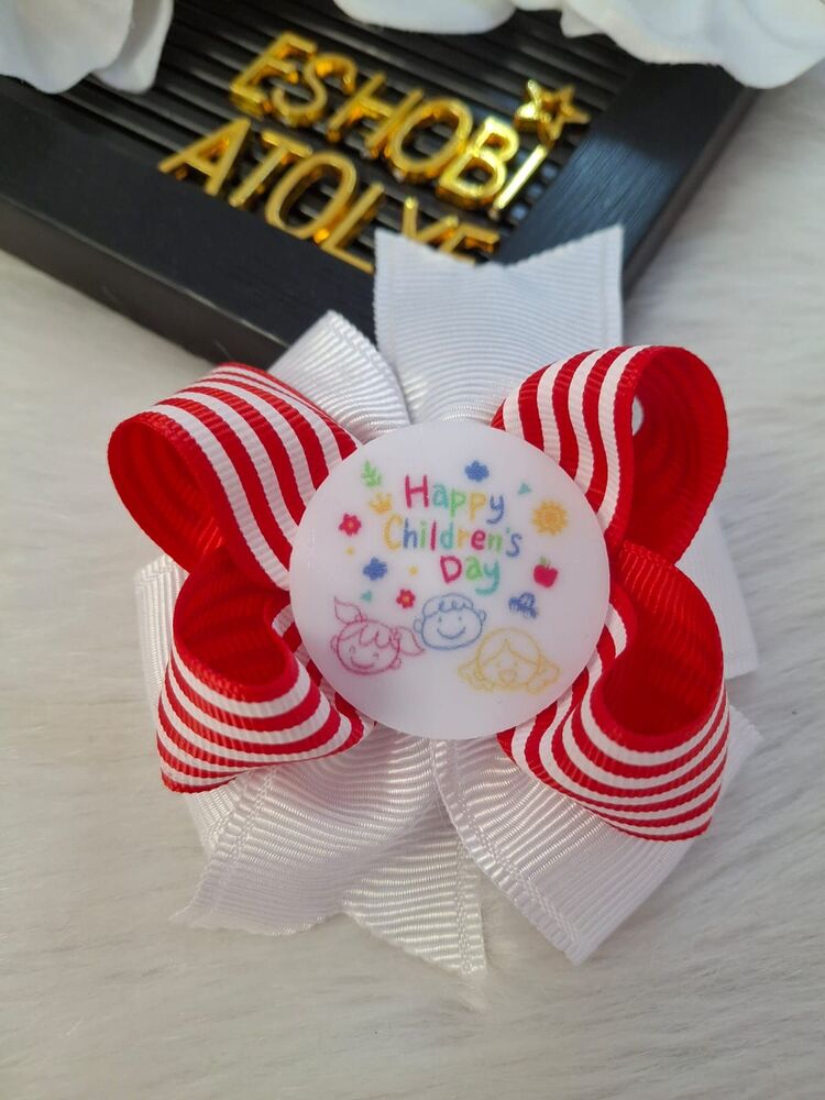 El Yapımı 23 Nisan ( Happy Childrens Day) Kırmızı Beyaz Pens Fiyonk Toka