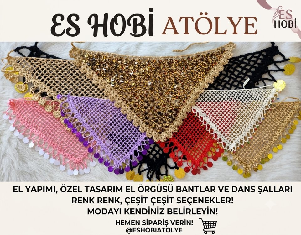 El Yapımı Gold Leopar Pullu Örgü Saç Bandanası - Bohem Tığ İşi Aksesuar