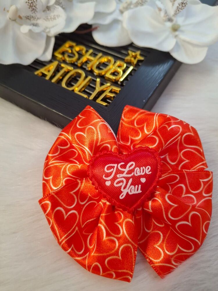 Aşk Dolu Kalp Desenli Fiyonk Toka - "I Love You" Detaylı Sevimli Saç Aksesuarı
