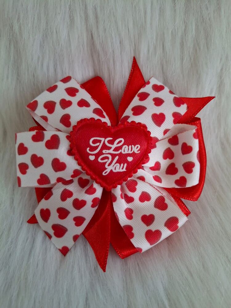 Kırmızı Kalpli I Love You Yazılı El Yapımı Fiyonk Toka - Sevgililer Günü Hediye