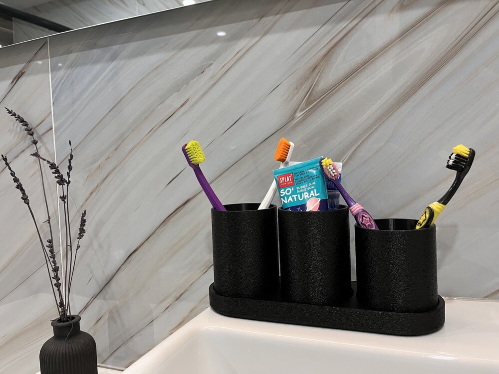Modern Dekoratif Dokulu Diş Fırçalık Standı