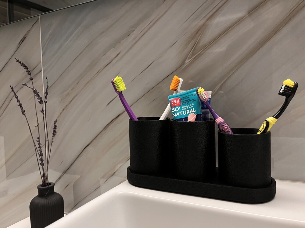 Modern Dekoratif Dokulu Diş Fırçalık Standı