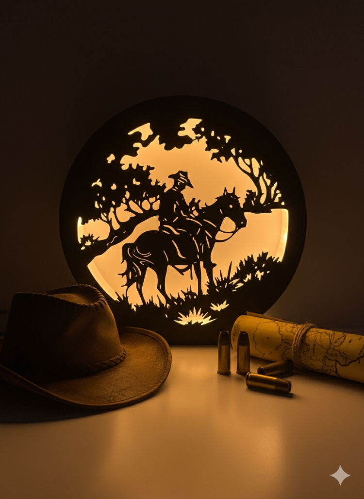 RDR Temalı Kovboy Masa Üstü Lamba - USB Kablolu Aç Kapa Anahtarlı