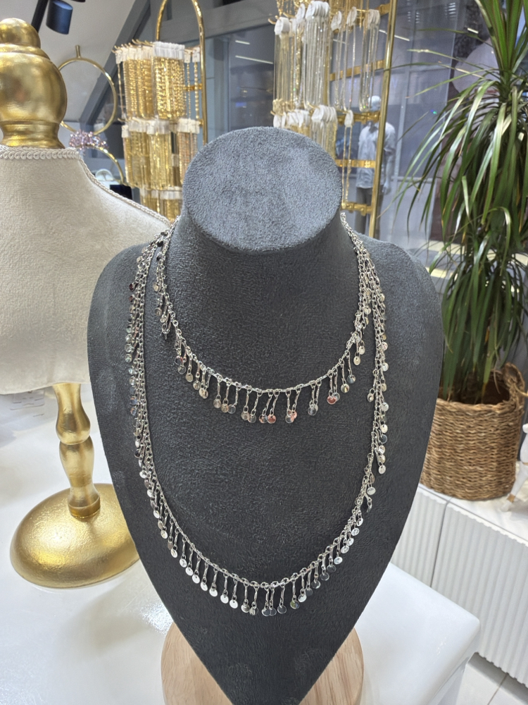 Pul pul kolye 80 cm Silver renk 