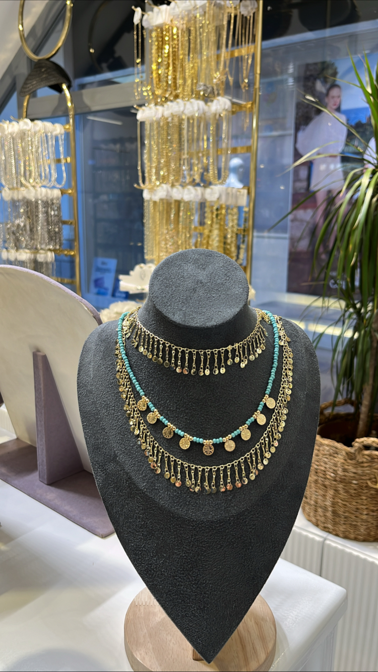 Mavi gold pul pul kombin kolye 85cm