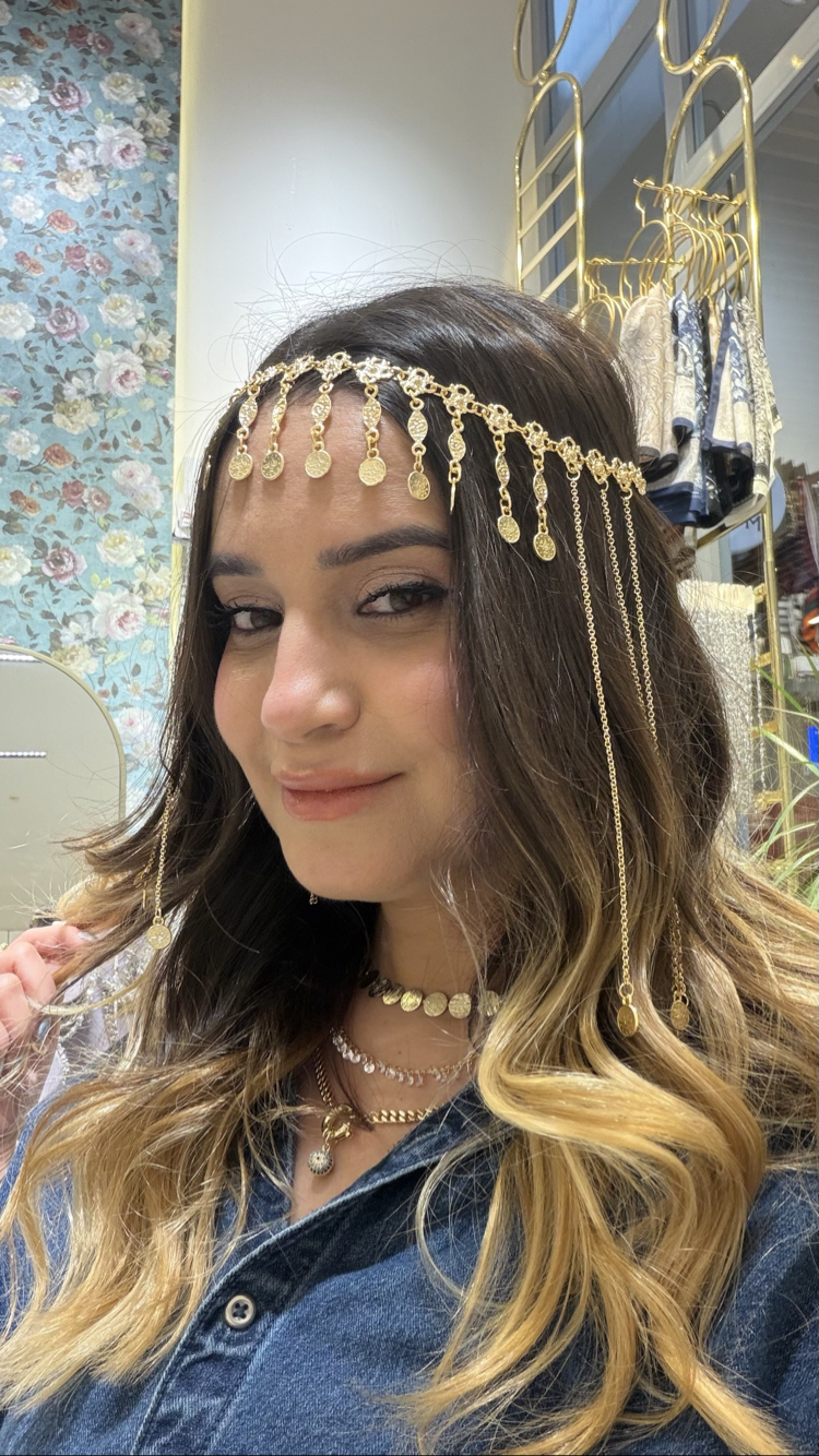 Turalı sallantılı Gold Saç aksesuarı 