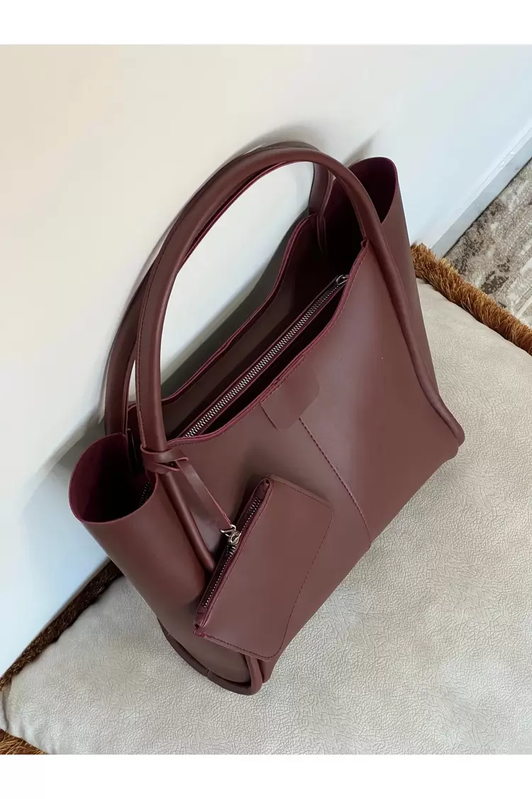Marny Kadın Cüzdan Detaylı Büyük Boy Bordo Omuz Çantası