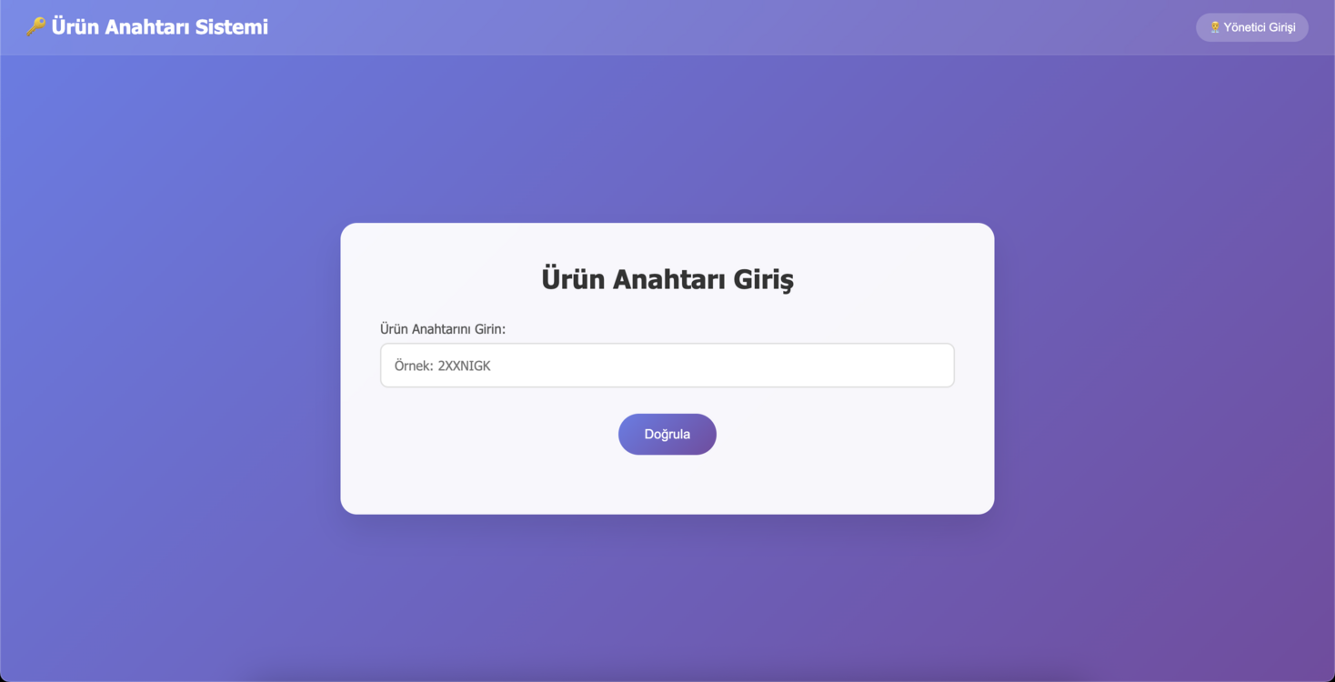 1 Aylık Lisanslı Ürün Anahtar Sistemi | Yönetici Paneli