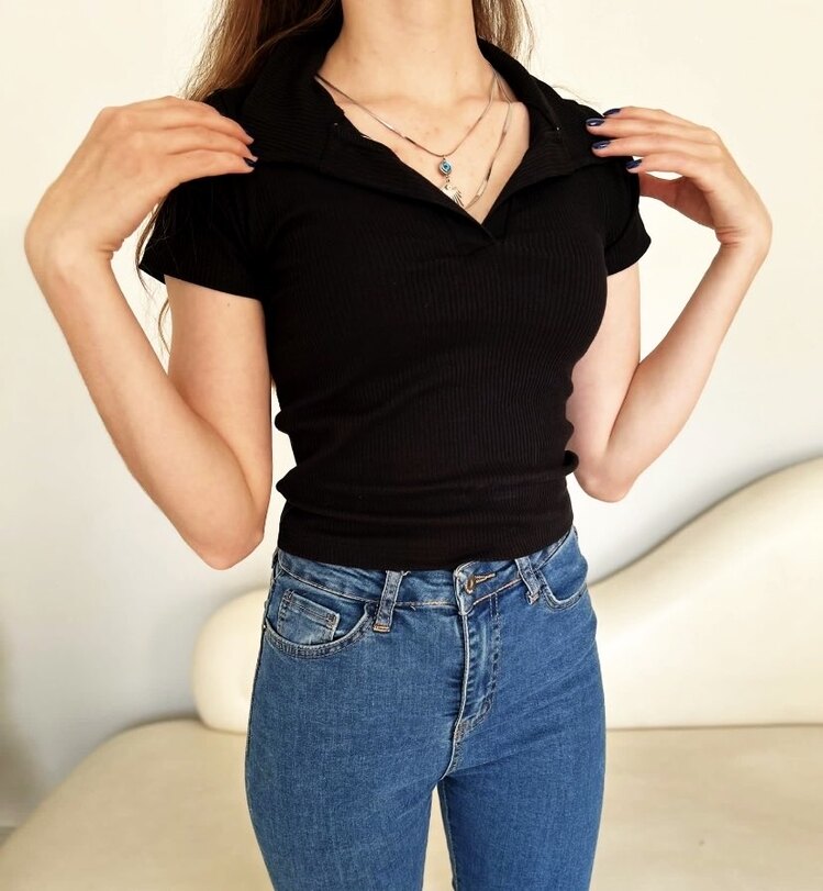 Polo yaka crop