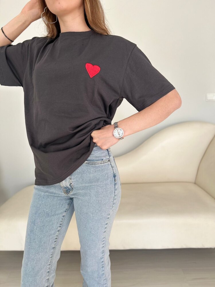 Kalp desenli oversize thsirt