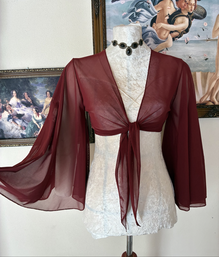 Bordo tül bolero