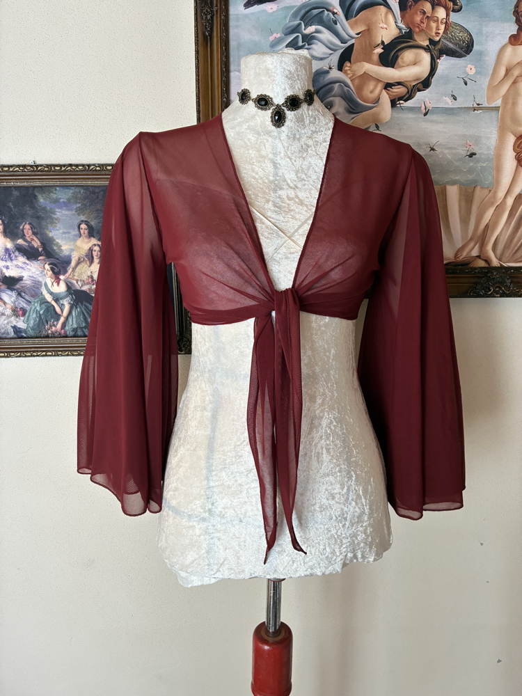 Bordo tül bolero