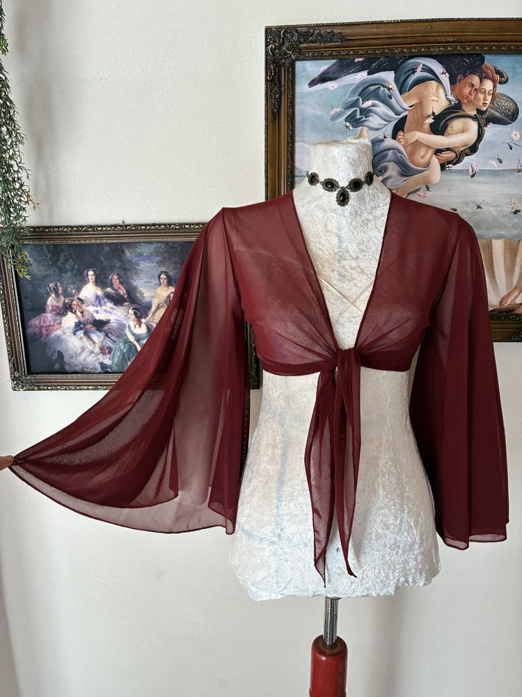 Bordo tül bolero