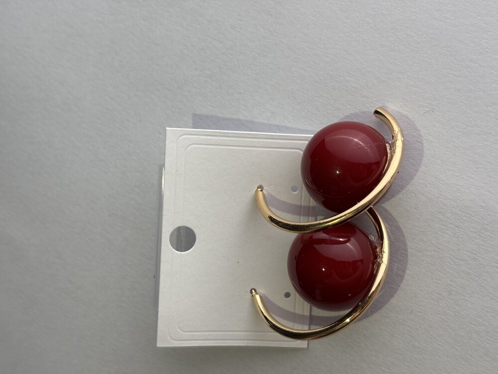Gold Bordo Çelik Küpe