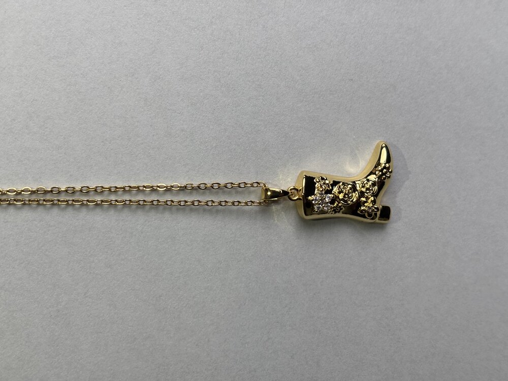 Vintage Taşlı Çizme Kolye