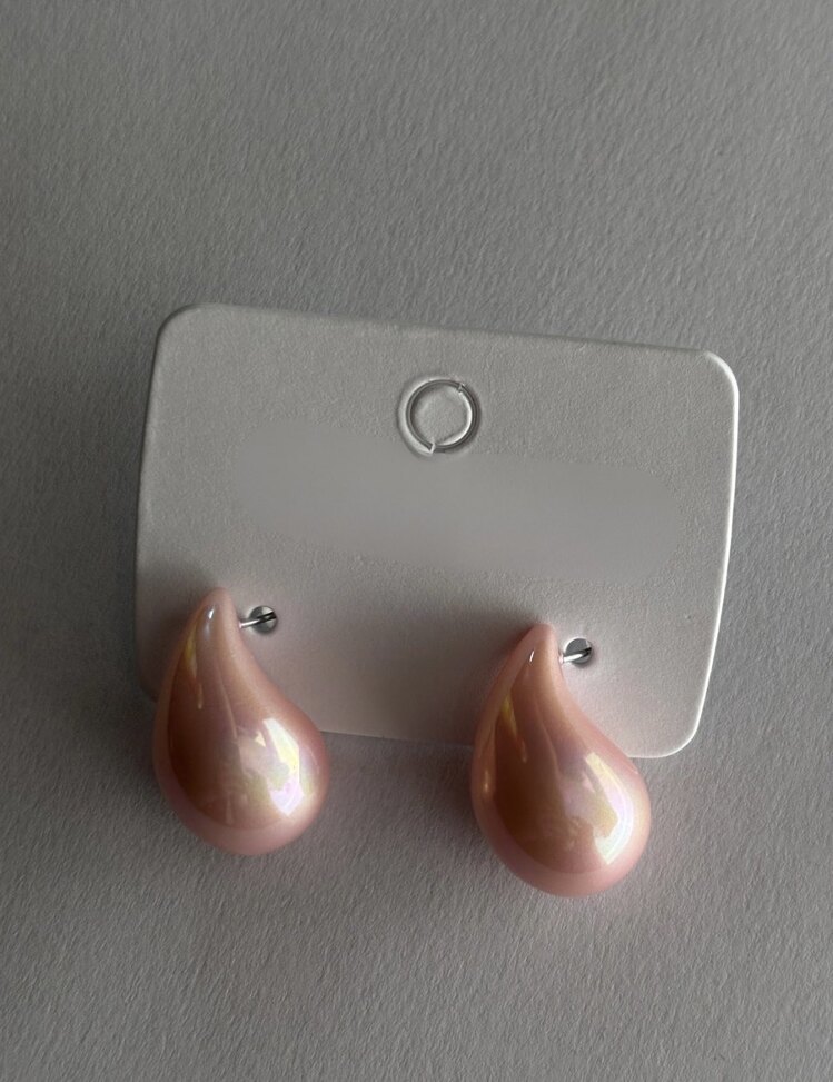 Damla Model Yansımalı Pembe Küpe