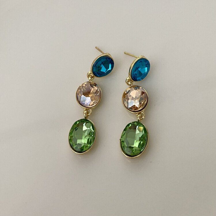 Gold Mavi Taşlı Y Küpe