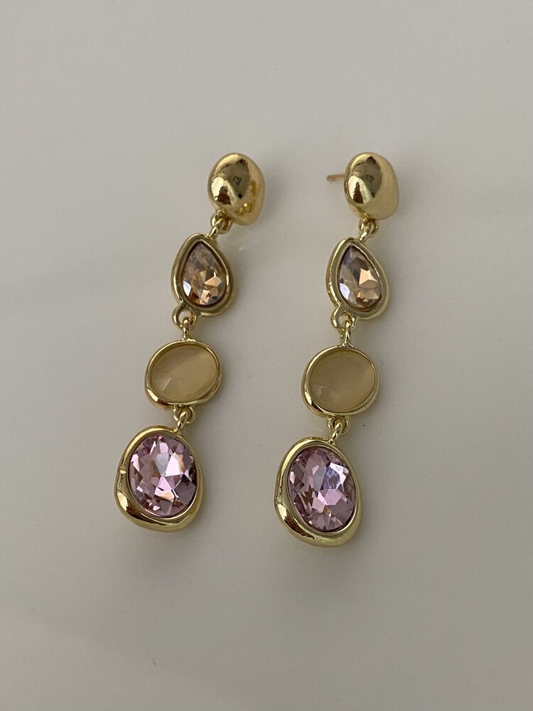 Gold Pembe Taşlı Y Küpe