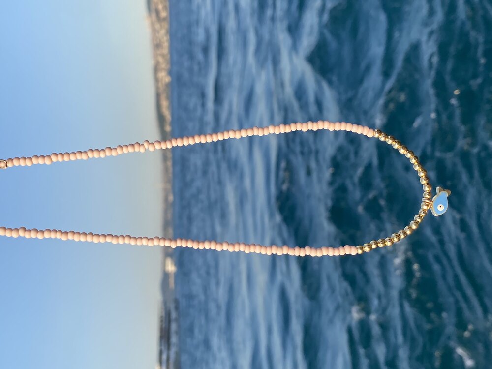 Pembe Boncuklu Balık Kolye