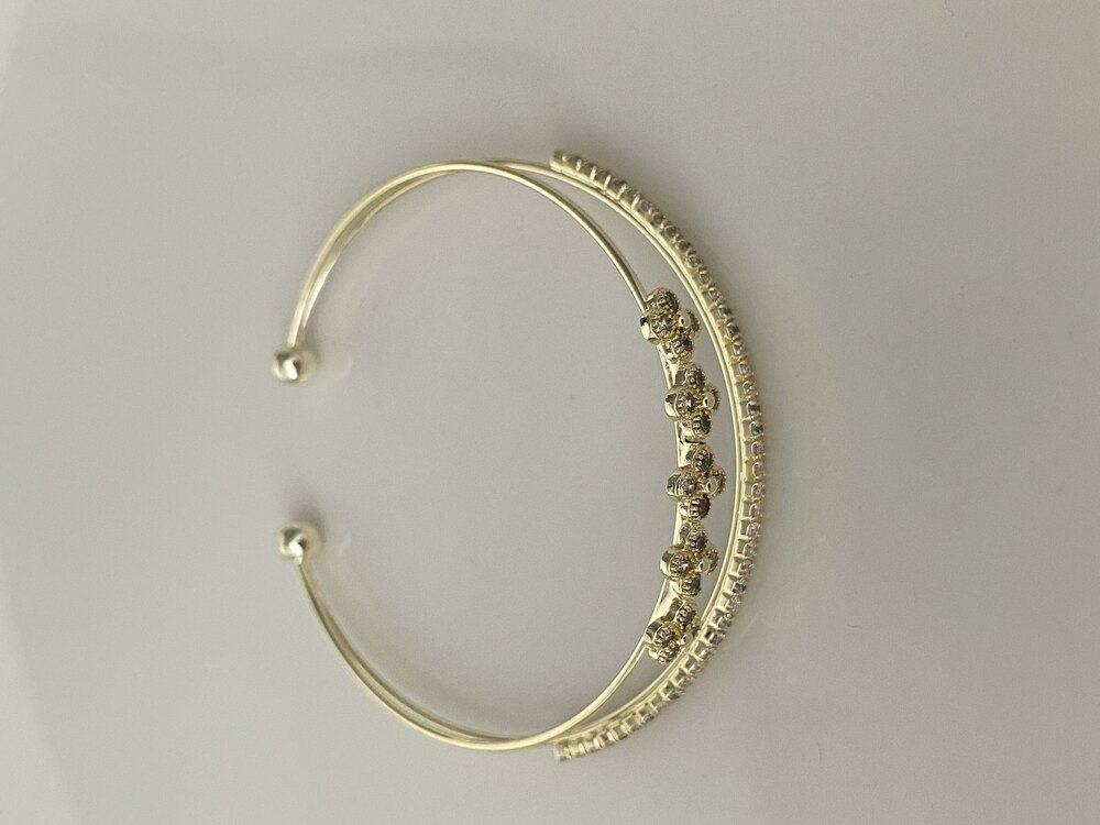 Gold Taşlı Çiçek Bilezik