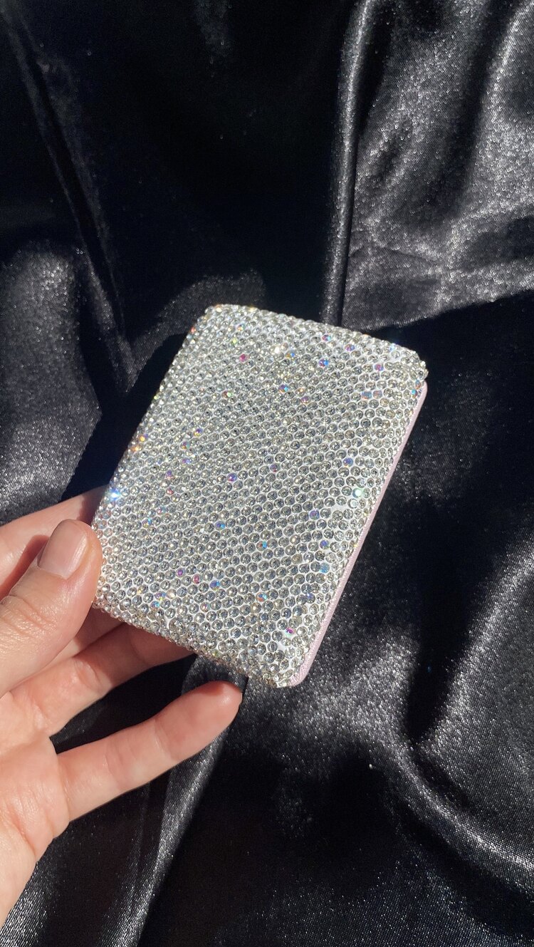 Silver Taşlı Pembe Simli Ayna