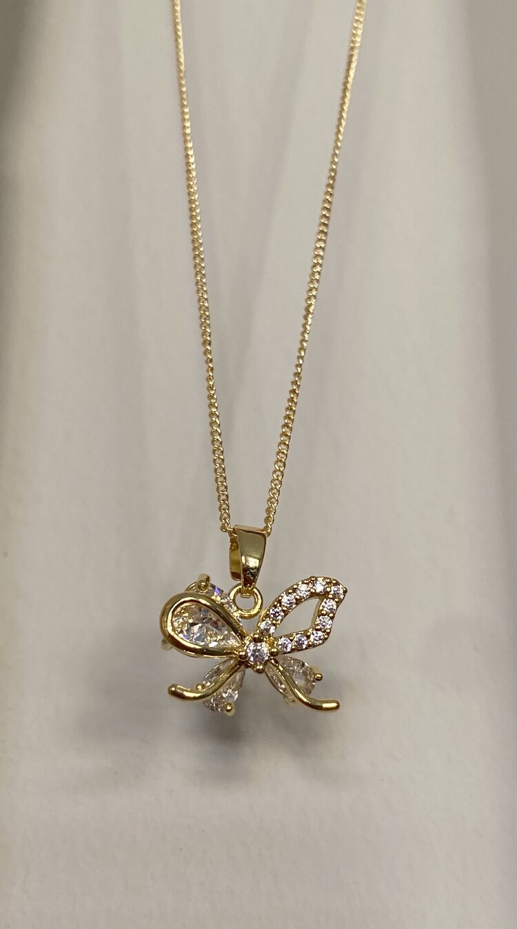 Gold Kelebek Çelik Kolye