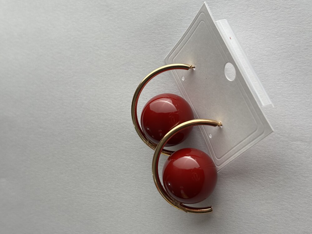 Gold Bordo Çelik Küpe