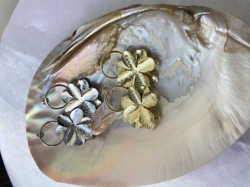 Gold & Silver Çiçek Küpe Seti