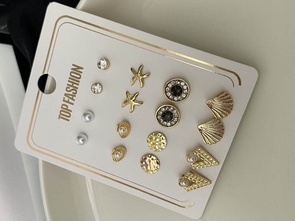 8’li Set Gold İncili Küpe