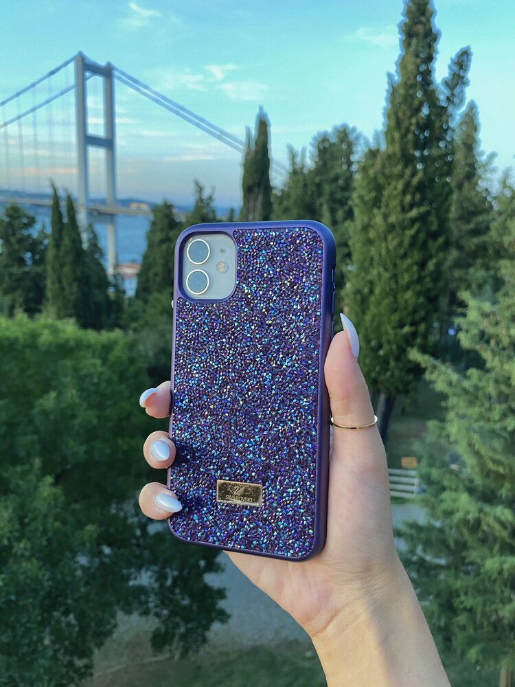 Taşlı Parıltılı iPhone Telefon Kılıfı