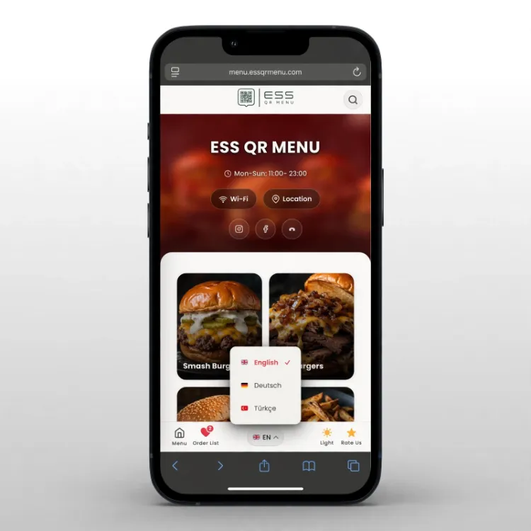 ESS QR Menu - Restoran QR Kod Menü WordPress Teması - Eklentisiz